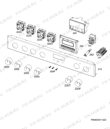 Взрыв-схема плиты (духовки) Electrolux EKC513515X - Схема узла Command panel 037